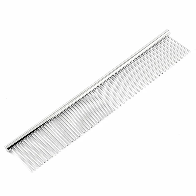 Dog Cat Pet Hair Fur Care Metal Shedding Tool Brush Grooming Comb Silver Tone
