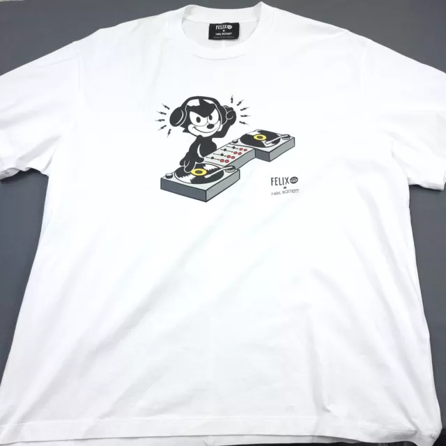 $275 Neil Barrett x DJ Felix the Cat White Graphic Tee T-Shirt Mens Large