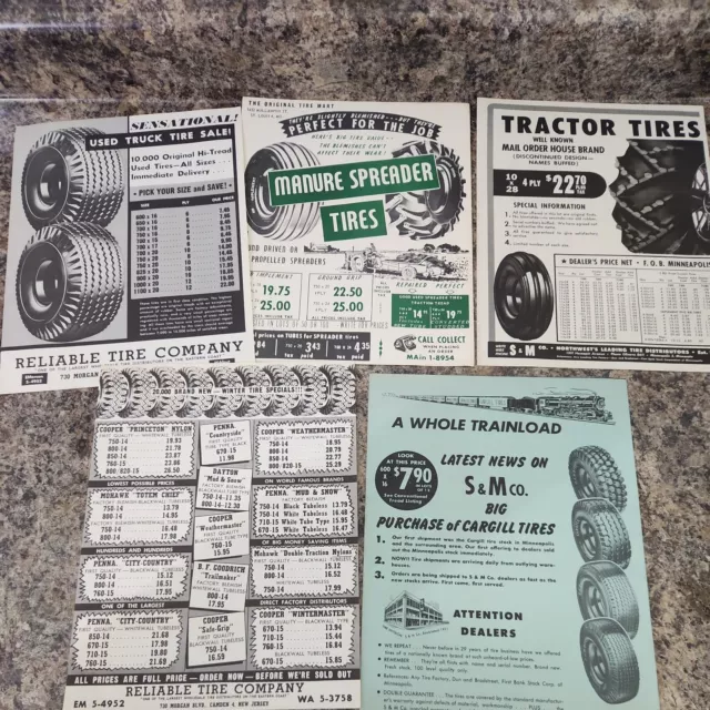 Vintage Various Tire Advertisements Tractor Implement Truck Price Lists