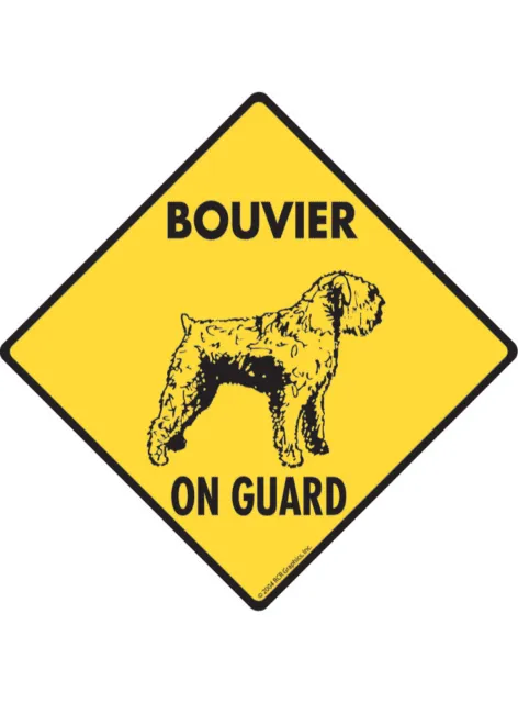 Warning! Bouvier des Flandres On Guard Aluminum Dog Sign or Vinyl Sticker