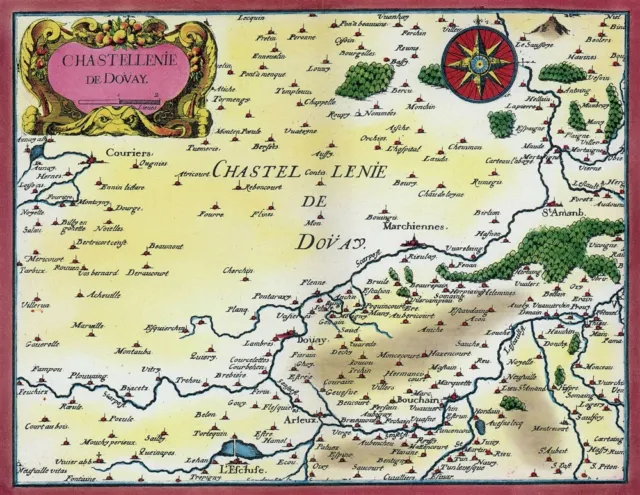 Reproduction carte ancienne - Castellenie de Douai XVIIè