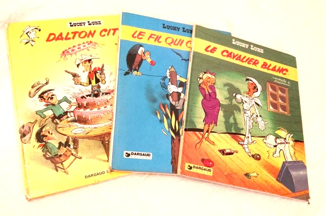Lot de 3 Lucky Luke - EO -  Dalton city , Fil qui chante , cavalier blanc - ABE