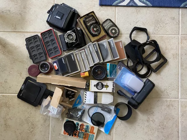 Vintage camera accessories lot - Mamiya Hassleblad Canon Zeiss Smallrig Cokin