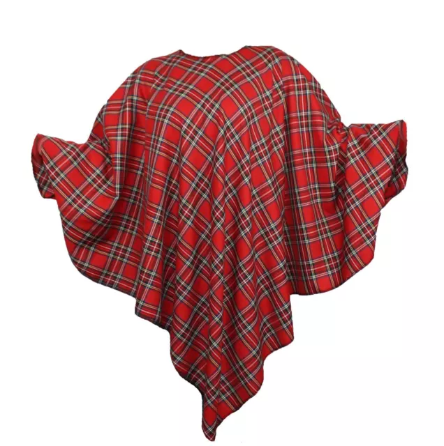 Womens Traditional Tartan Poncho Shawl Burns Night Scottish Themed Fancy Dress