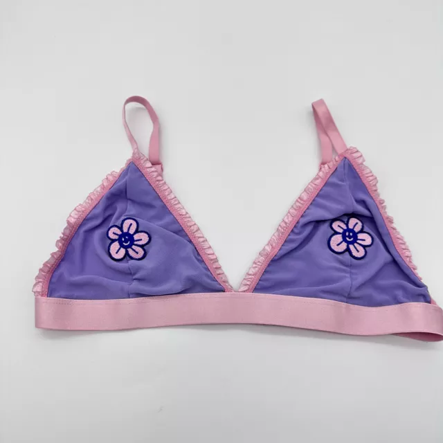 Lazy Oaf Womens Daisy Bralette Size Medium Purple Pink Cute