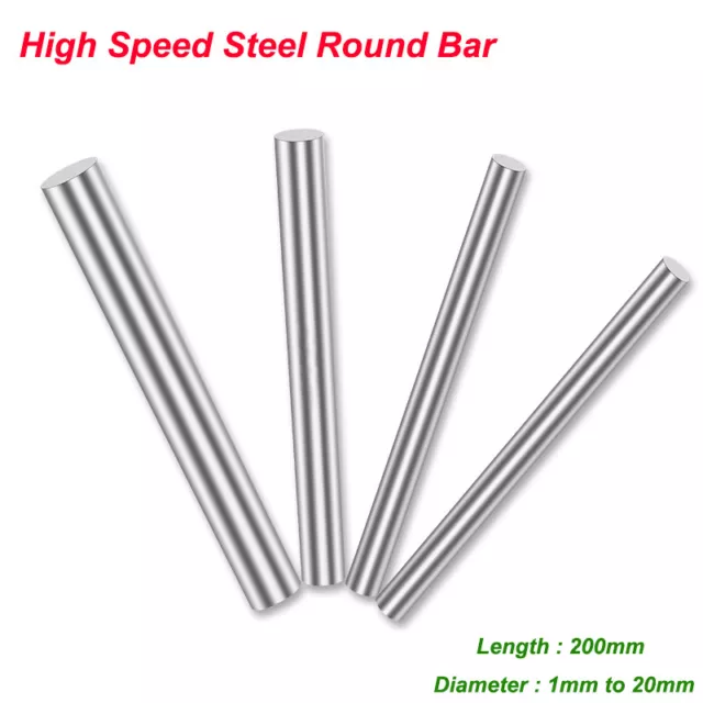 HSS Round Bar HRC 62 High Speed Steel Rod Dia 1mm-20mm Metal Tools 200mm Length