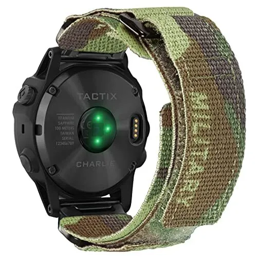 Watch Band Compatible With Garmin -Super Rugged-Nylon-Sports-Loop-Camouflage-