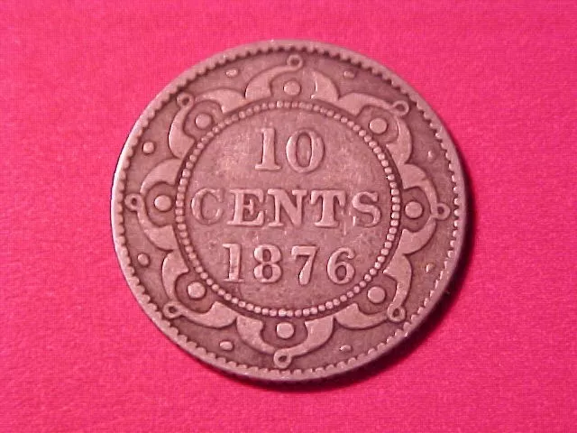Newfoundland 10 Cents Silver 1876-H Victoria Low Mintage 10,000