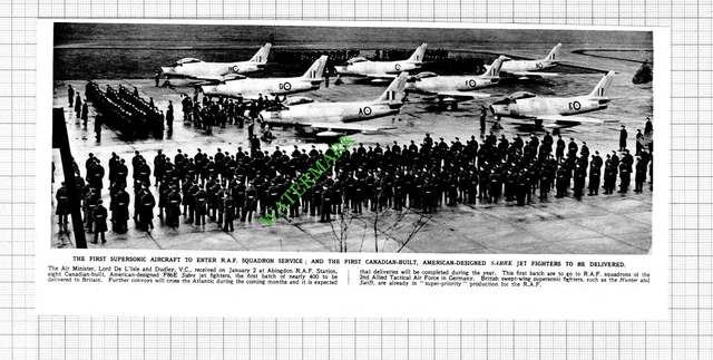 Abingdon RAF Station F86E Sabre Jet Fighters - 1953 Cutting Abingdon RAF Station F86E Sabre Jet Fighters - 1953 Cutting