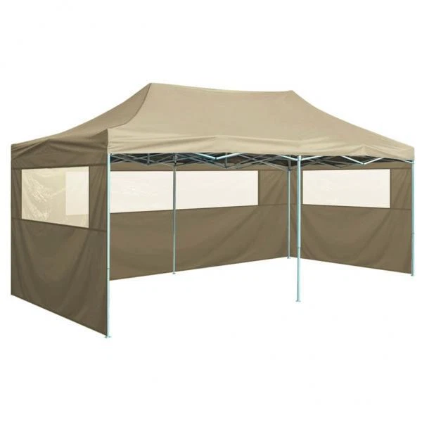 Profi-Partyzelt Faltbar mit 4 Seitenwänden 3×6m Stahl Creme