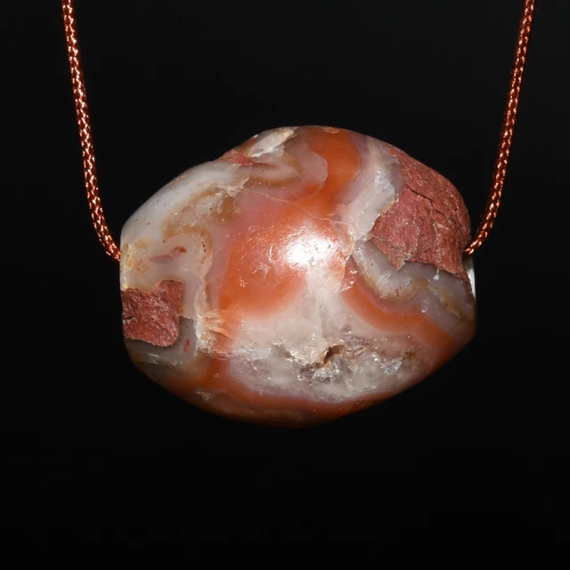 Genuine Ancient Old Jasper Stone Dzi Bead Amulet over 1000+ Years Old