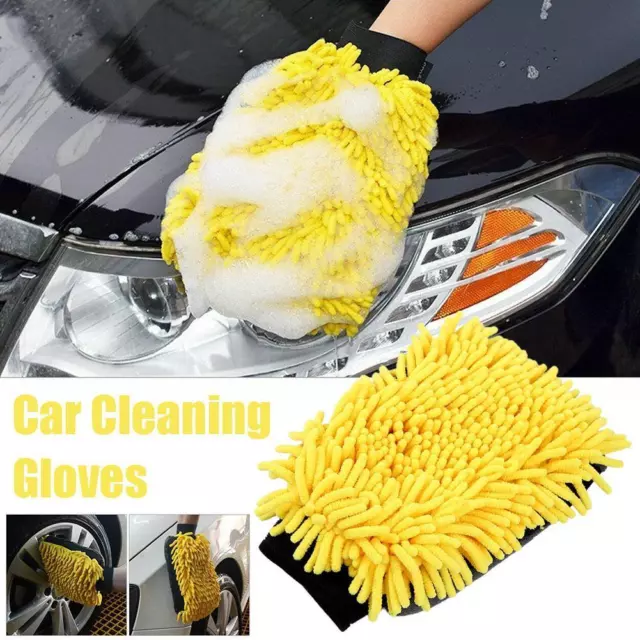 Microfiber Car Wash Mitt Scratch Free Car Wash Gloves Cleaning Tool DE H0Z6