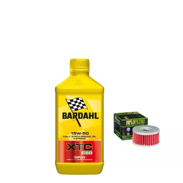 Set Entretien 1 Litre Huile Moto Bardahl XTC 15W50 + Filtre HF136 Pour Suzuki