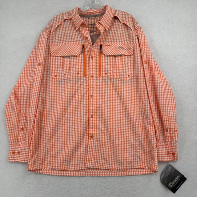 CABELAS SHIRT MENS Large Orange Fishing Guidewear Long Sleeve Vented  Gingham $15.93 - PicClick