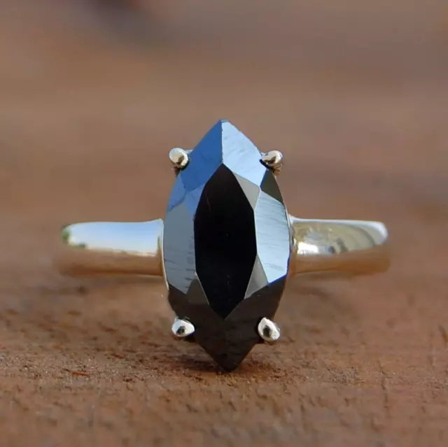 Black Onyx Gemstone 925 Sterling Silver Handmade Ring Valentine Gift KB-115