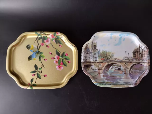 Vtg  Made in England ELITE TRAYS, 7 1/2" X 6 1/8"  Tin Trays Lot Of 2