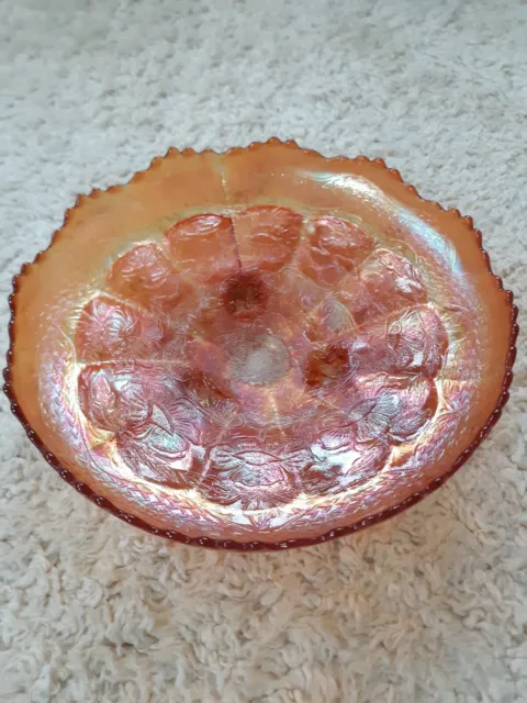 Fenton "Two Flowers" Three Footed Marigold Carnival Bowl