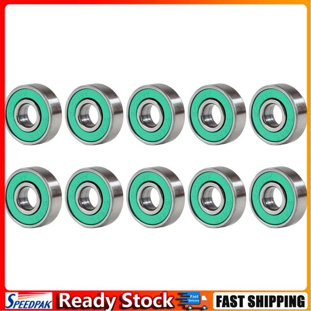 10pcs 608rs ABEC-9 Ball Bearing Scooter Deep Groove Miniature Bearings (Green)