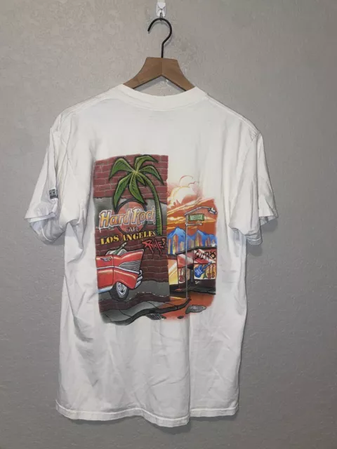 90s Vintage Hard Rock Cafe LA Los Angeles Melrose Graphic White Shirt VTG L Larg