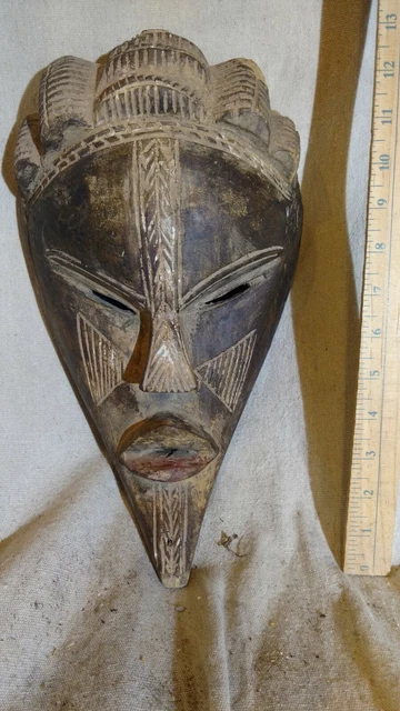 Baule Mask with Bold Carved Details — Authentic Carved African Wood Art