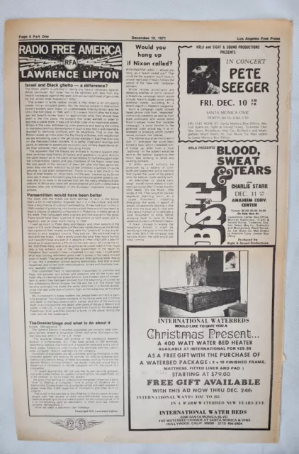 Vintage Bob Dylan Pete Seeger Blood Sweat & Tears 1971 Ad LA FREE PRESS 3