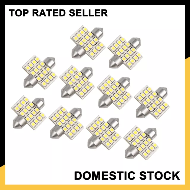 10pzs Bombillas Blancas Cob 16 Led 0.996W Festoon Dome para Lámpara de Coche