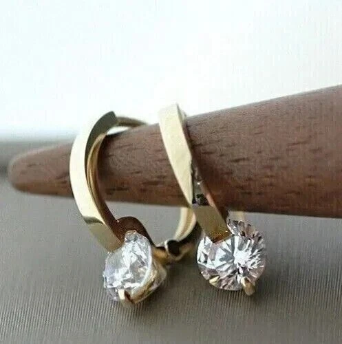 2.00Ct Round Cut Lab Created Diamond Drop Dangle Earrings 14K Yellow Gold Plated