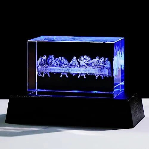YWHL 3D Crystal The Last Supper Jesus Christ Figurine Statue with Colorful