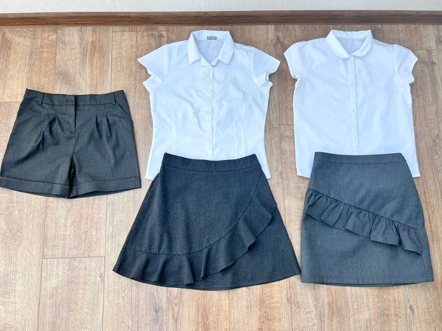 5 x pacchetto uniforme scolastica età 10-11 anni gonna arricciata, camicetta, pantaloncini M&S Georg