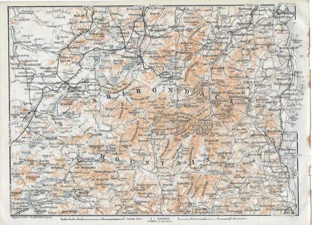 Antique Map of the Adirondack Mountains New York State