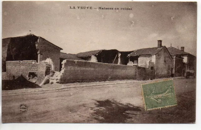 THE WIDOW - Marne - CPA 51 - houses in ruins