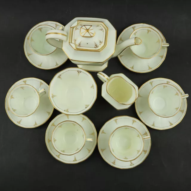 George Jones Crescent China 15 Piece Coffee Set - Demitasse - Gold #25155 c1900 2