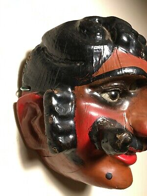 Antique, 1930-1950, Ethnographic, Wooden Mask Guatemala (Guatemalan) "Mexicano" 2