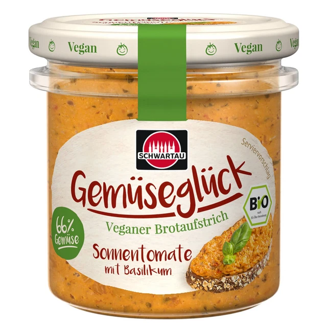 Schwartau Gemüseglück Bio Crema Spalmabile Sonnentomate Basilico