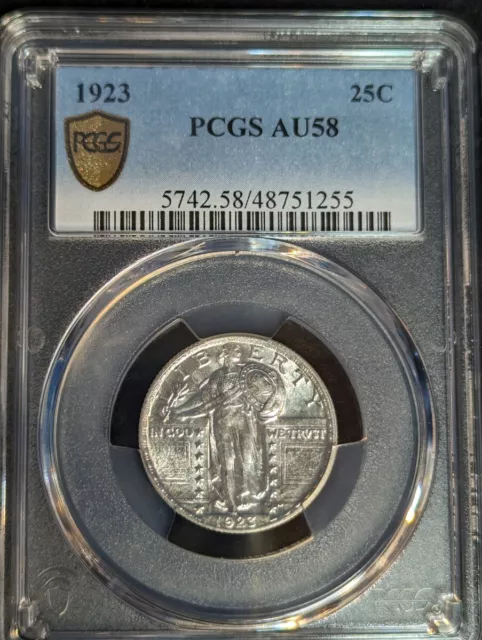 1923 SLQ 25C PCGS AU58 Blast White - 48751255