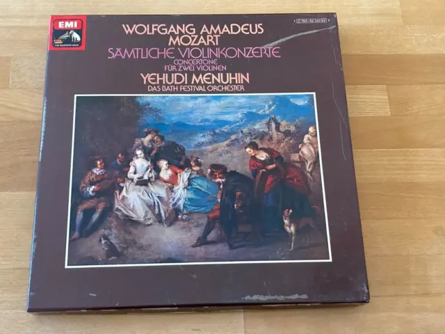 VInyl: Mozart, Sämtliche Violinkonzerte, Yehudi Menuihn, 4-Schallplatten Box EMI