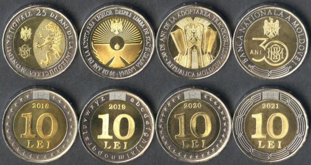 Moldova Moldavia 10 Lei 2018 2019 2020 2021 Uncirculated Commemorative FULL SET