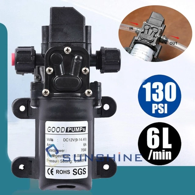 12V FRESH WATER Diaphragm Pump Pressure Switch RV SelfPriming 70W