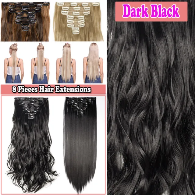 8 Pieces Real Thick Full Head Clip In Hair Extensions Natural Long As Human AU