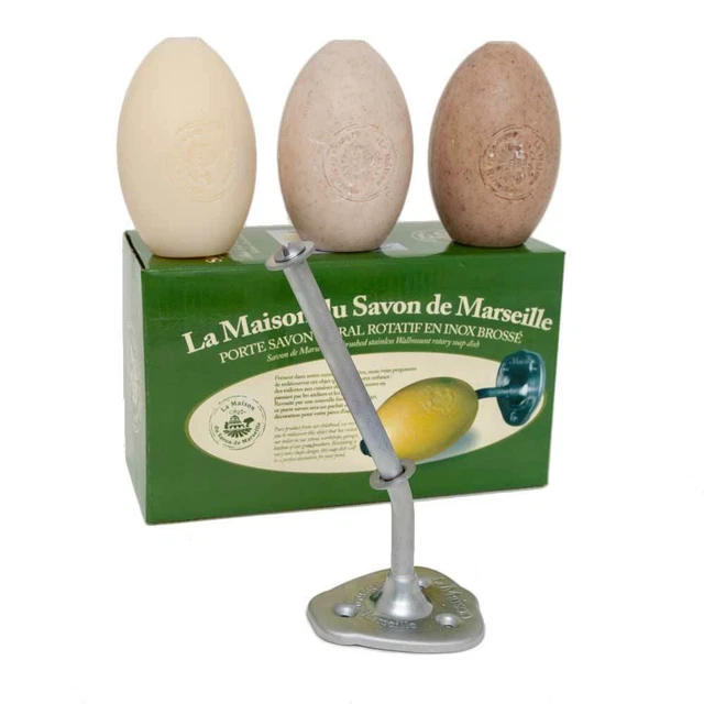 Rotierender Wandseifenhalter - gebürstete matte Oberfläche mit 270g französischer Seife