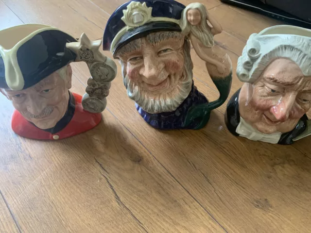 Royal Doulton X 3 / Old Salt  / Chelsea Pensioner / The Lawyer / Toby Jug