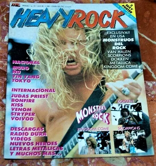 Heavy Rock Magazine 1988 Metallica+Kiss+Venom+Judas Priest+Voivod+Ñu+Dokken