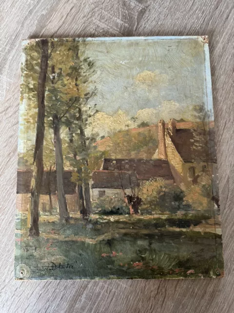 Huile ANDRÉ DELAISTRE 1865 1931  Tableau ancien Peinture Cotes Village