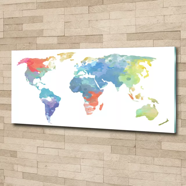 Impresión Cuadros Imagen En Vidrio Templado 125x50 mapa del mundo