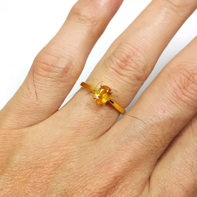 ¡Anillo de lujo! Anillo de plata esterlina 925 zafiro amarillo natural de 1,08 quilates