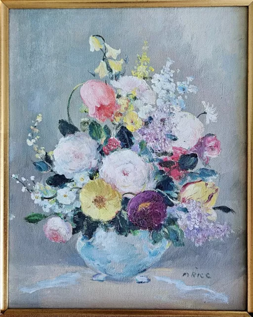 Margaret Rice Vintage Original Oil Painting Flower Still Life 1950s