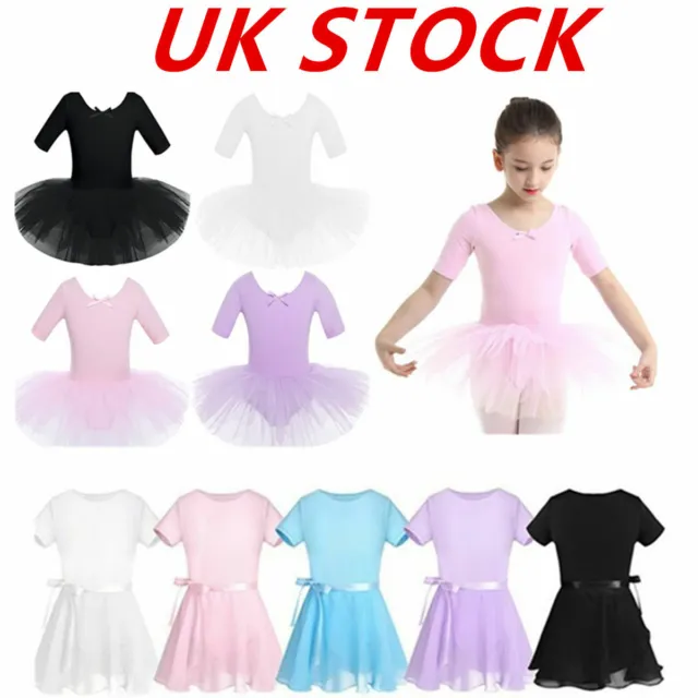 UK Girls Ballet Dress Leotard+Tutu Skirt Outfits Gymnastics Ballerina Dancewear