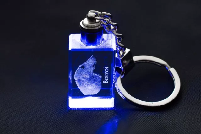 Borzoi, Dog Crystal Keyring, Keychain, High Quality, Crystal Animals CA