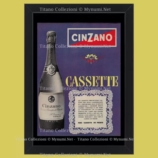 Anni '50  * Pubblicità Originale "Cinzano, Cassette Propaganda 1955" Cornice