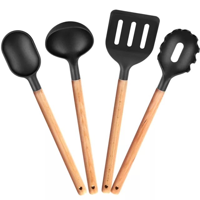 Set de 4 Utensilios de ccoina de madera de haya alta calidad resistente 220 ºC 2